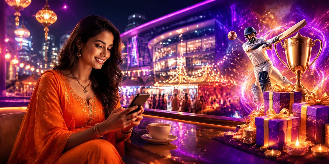 Mobile user placing cricket bets at night market in India